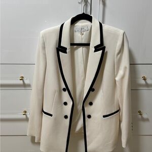 Tahari ASL Cream Blazer with Black Trim